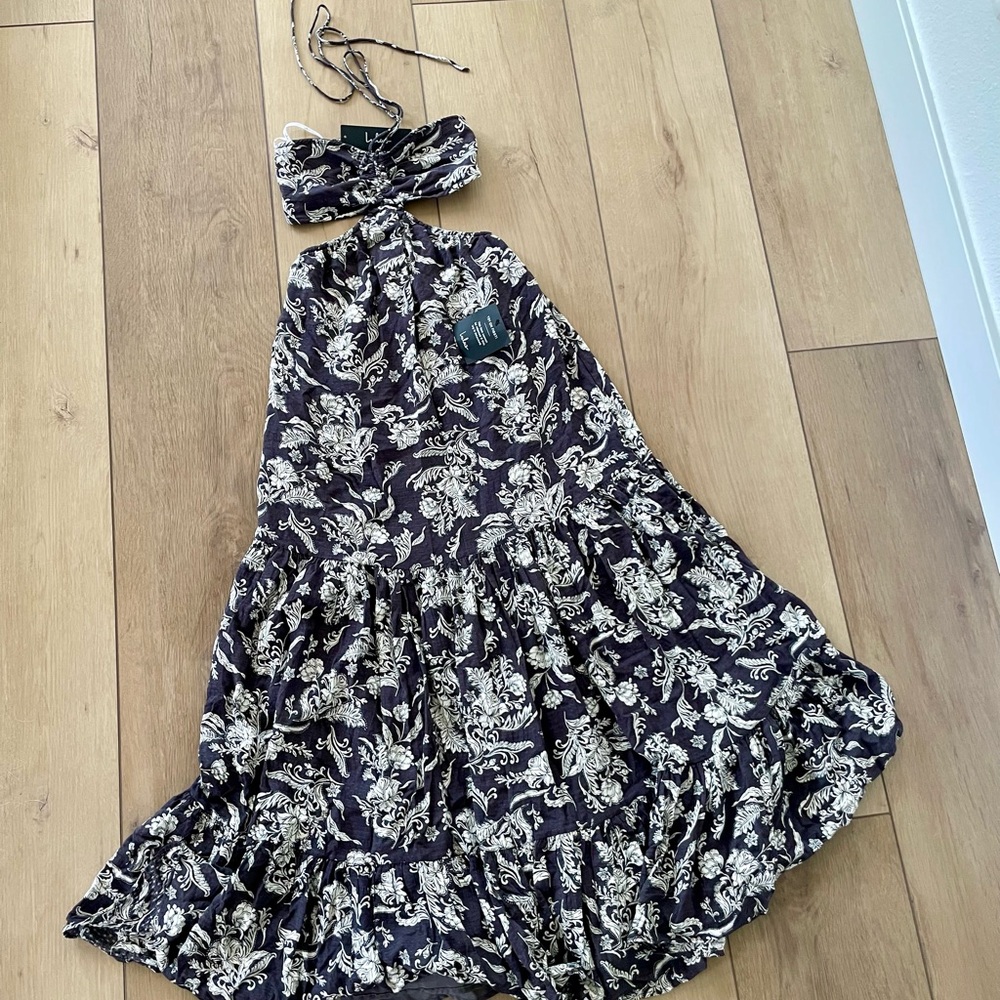 Floral Kids Dress in Black and Cream LULUS Size XS